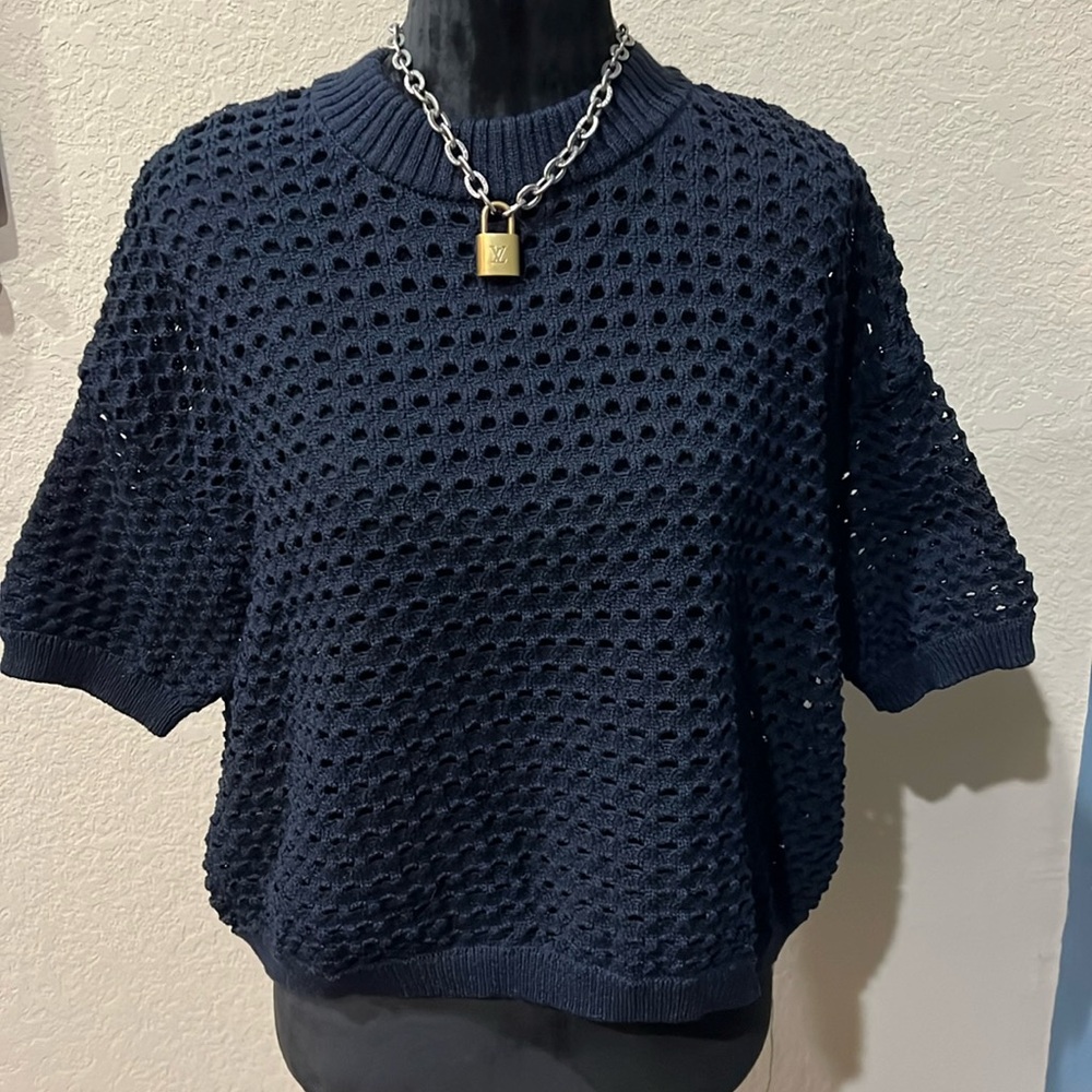 Boucle knit top short sleeved
